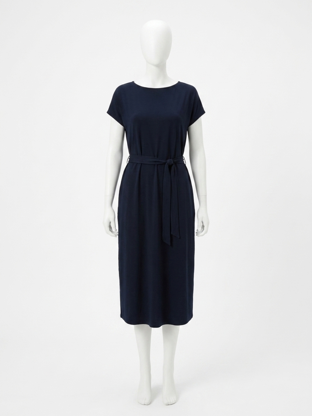 NEW SYMPLI boatneck belted dress in navy